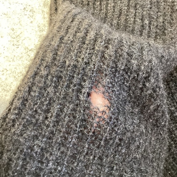 Eileen Fisher Yak & Wool Italian Yarn Cowl Neck Sweater, Medium Charcoal Grey - Picture 10 of 12